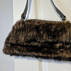 Elegant Custom Made Mink Fur Shoulder Bag in Deep Brown